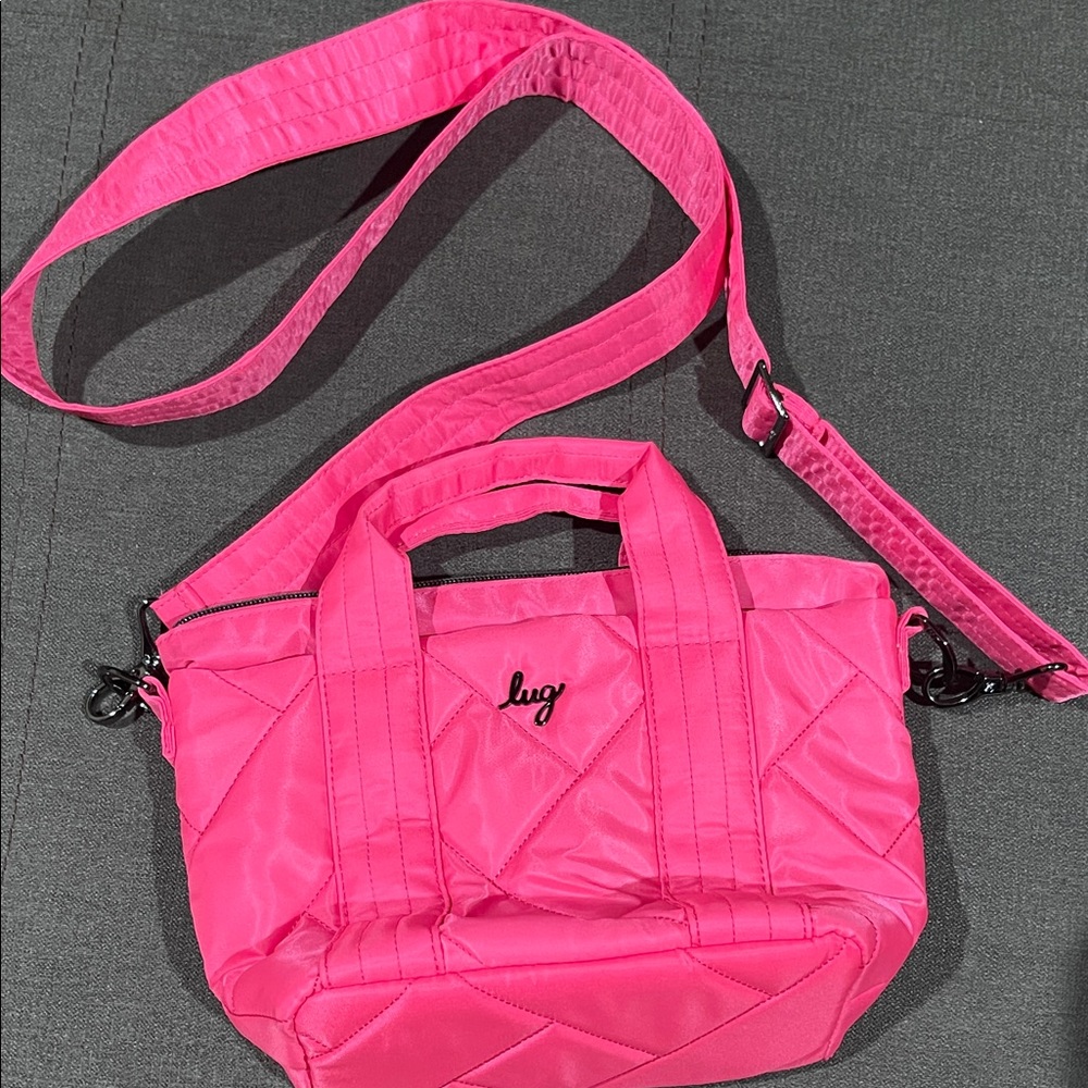 Like new Lug Magenta Quilted Dori Mini crossbody with tote handles.